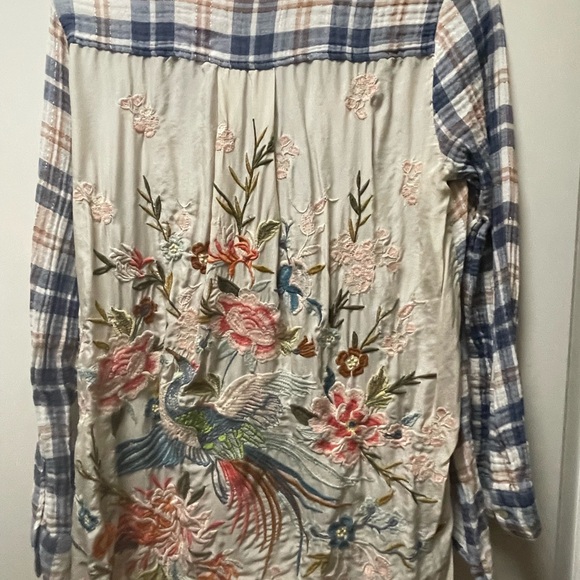 Johnny Was Blue and Brown Plaid Shirt - Picture 3 of 6